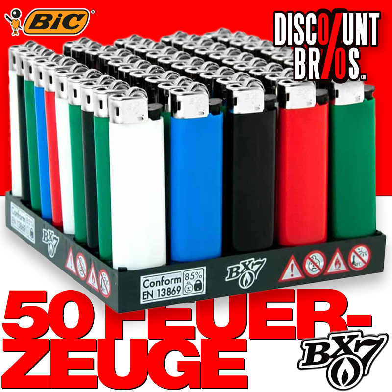 50 Stk. BIC BX7 F23 Einwegfeuerzeuge FEUERZEUGE farbig