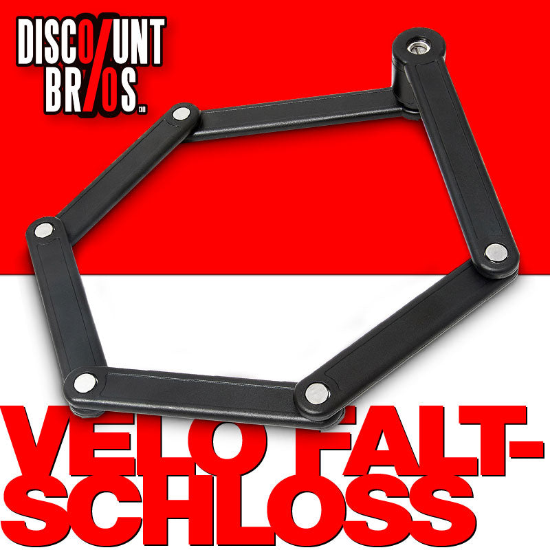 Veloschloss FALTSCHLOSS Fahrradschloss schwarz mit Halterung und Bänder / Imbusschrauben