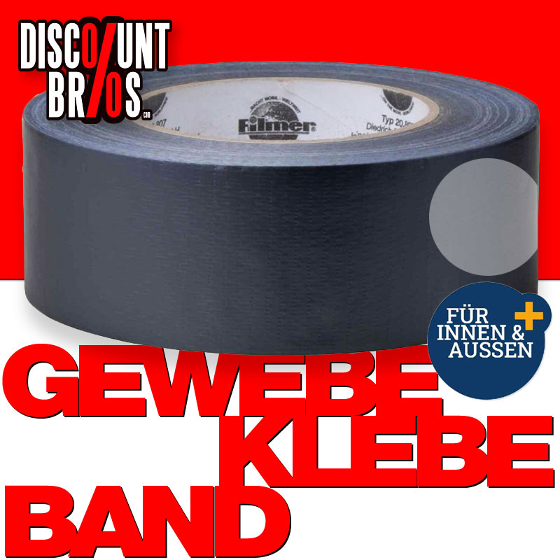 Gewebe- und Reparatur-Textilklebeband KLEBEBAND 50m 48mm SILBER oder SCHWARZ