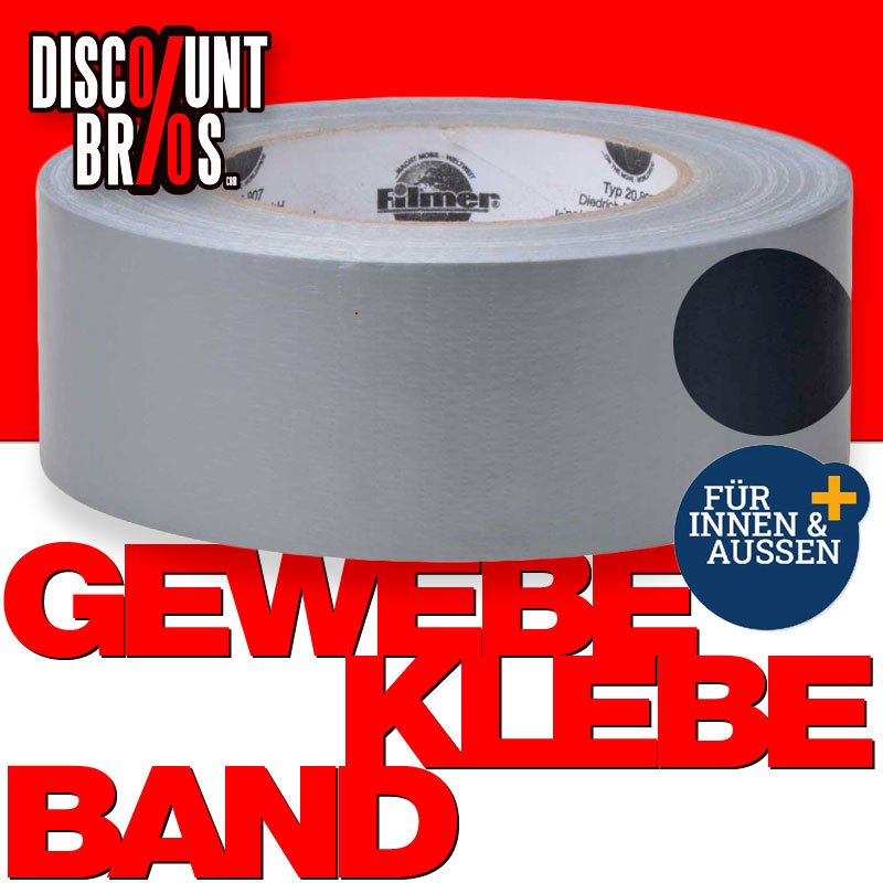Gewebe- und Reparatur-Textilklebeband KLEBEBAND 50m 48mm SILBER oder SCHWARZ