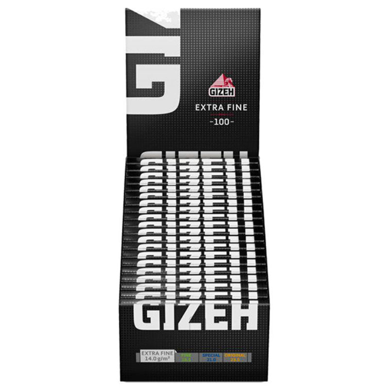 20 × Tray GIZEH Black Extra Fine Magnet Papers Zigarettenpapier Double Window 100 Blatt 68×36mm