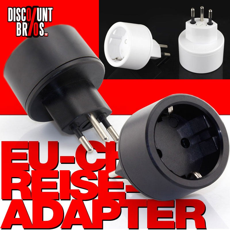 100 Stk. Reiseadapter Übergangs-Stecker SCHUKO (Typ F CEE 7) > Schweiz / CH (T12)