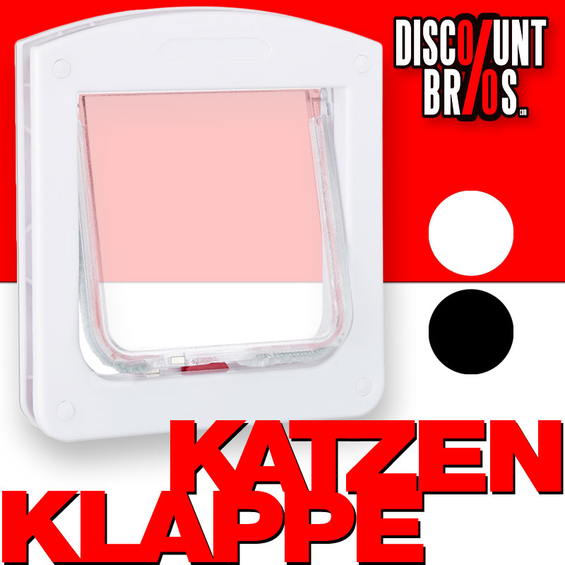 4-Wege-KATZENKLAPPE Haustierklappe Katzen-Tür Tor SCHWARZ oder WEISS