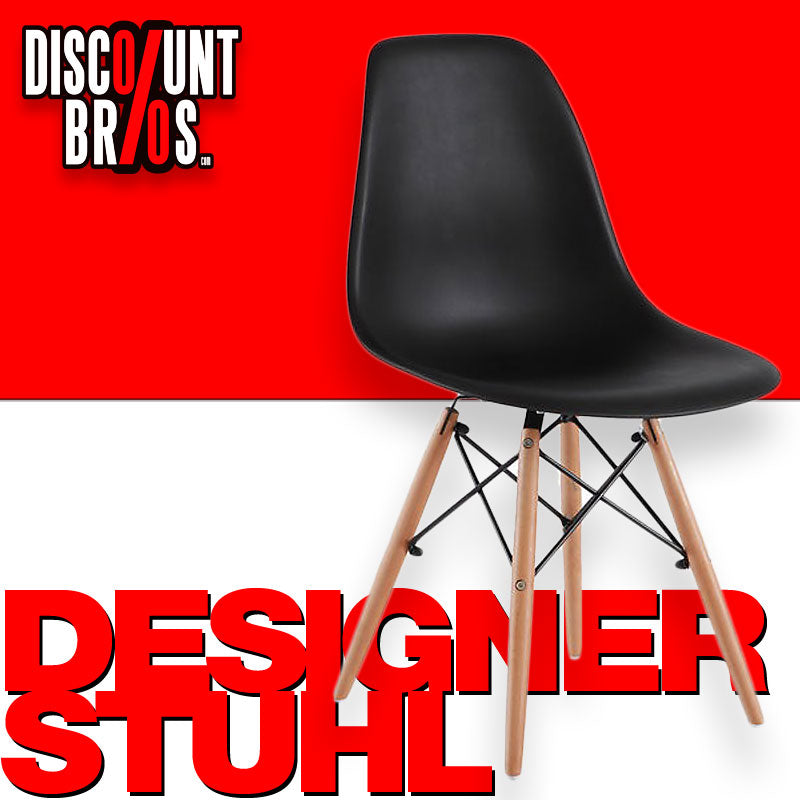 Designer STUHL Esszimmerstuhl | Kunststoff Sitz und Beine aus Buchenholz SCHWARZ