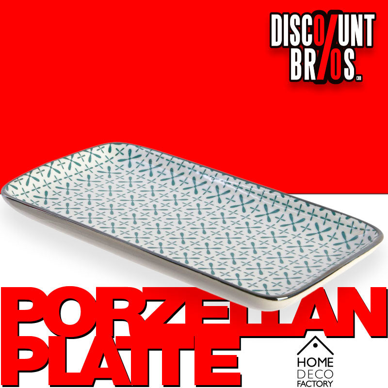 Rechteckige PLATTE Servierplatte aus Porzellan 20,5×11cm