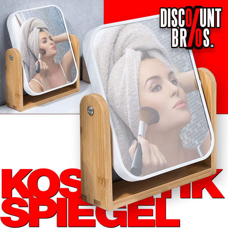 KOSMETIKSPIEGEL mit Fuss SCHMINKSPIEGEL Vergrösserungsspiegel aus Bambus Holz