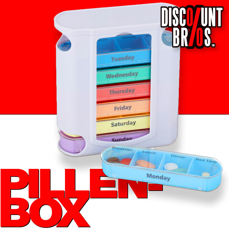 Tablettenbox PILLENBOX Pillendose 7 Tage 4 Fächer – Medikamentenorganizer für eine Woche ENGLISCH