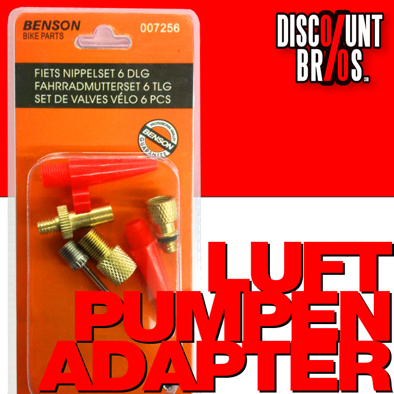 Universal BALL + VELO VENTIL ADAPTER SET Fahrradnippel 6 Stück