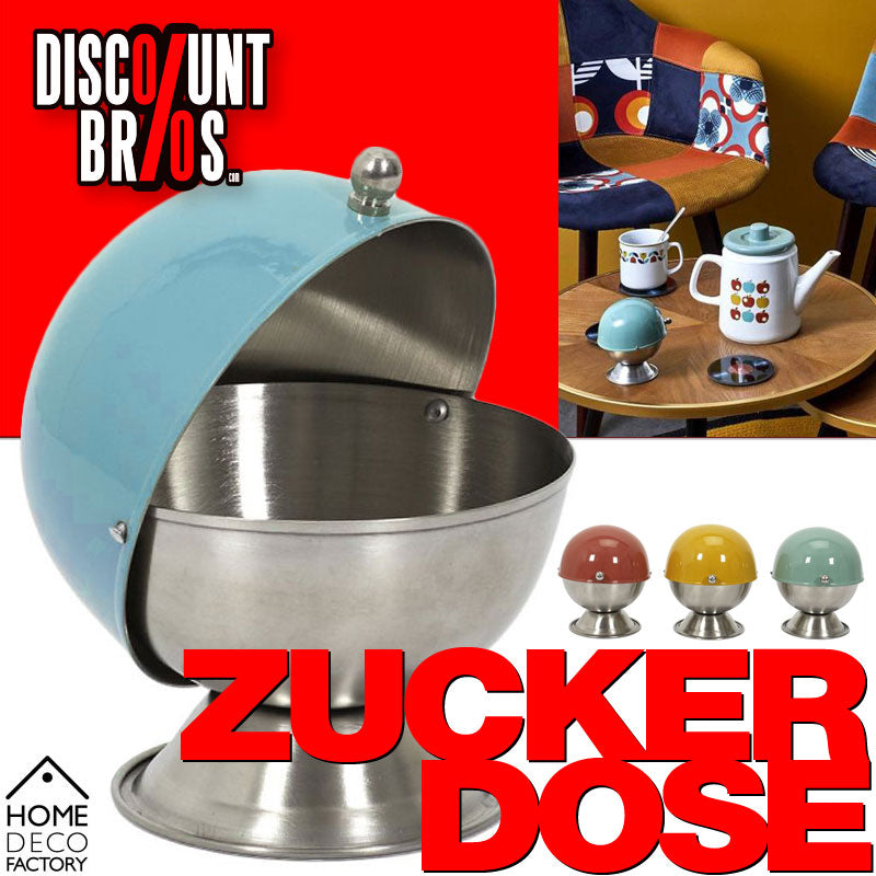 Retro Zuckerdose KUGEL mit Rolldeckel iim verschiedenen Farben: gelb orange grün blau